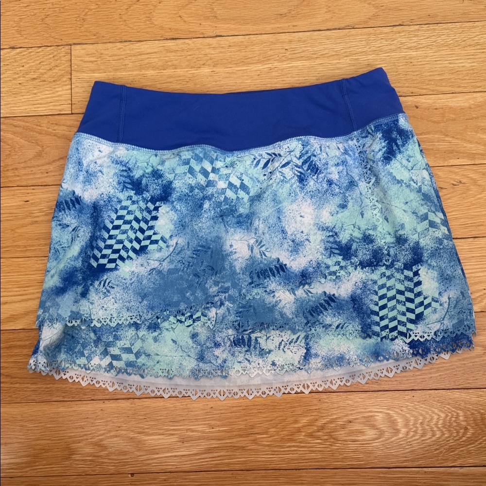 Ivivva Blue and White Patterned Mini Tennis Skort